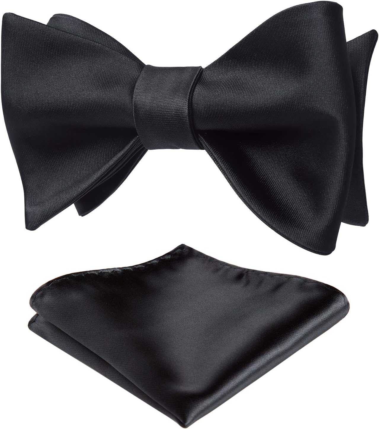 Solid Color Self Tie Bow Tie & - Pocket Square Set บทวิจารณ์และราคา