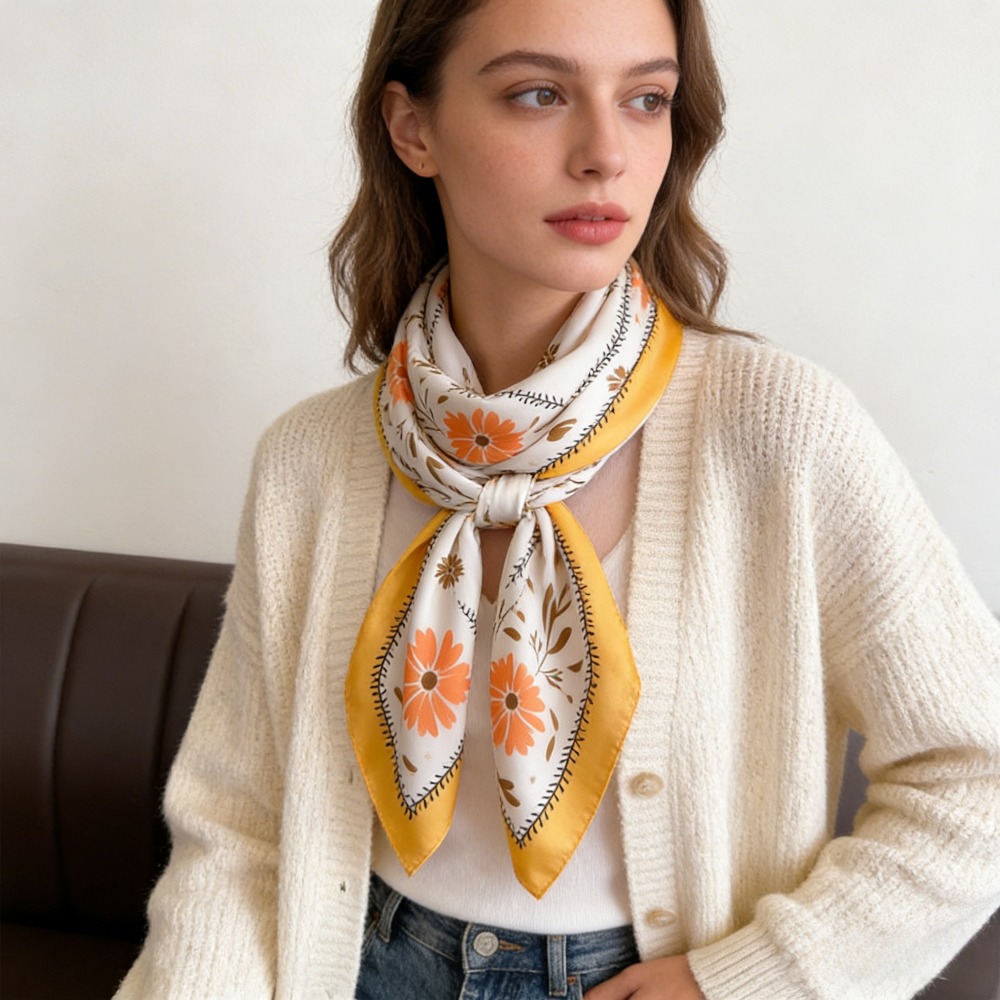 1Pc new printed fashion silk s - Scarf Silk Square บทวิจารณ์และราคา