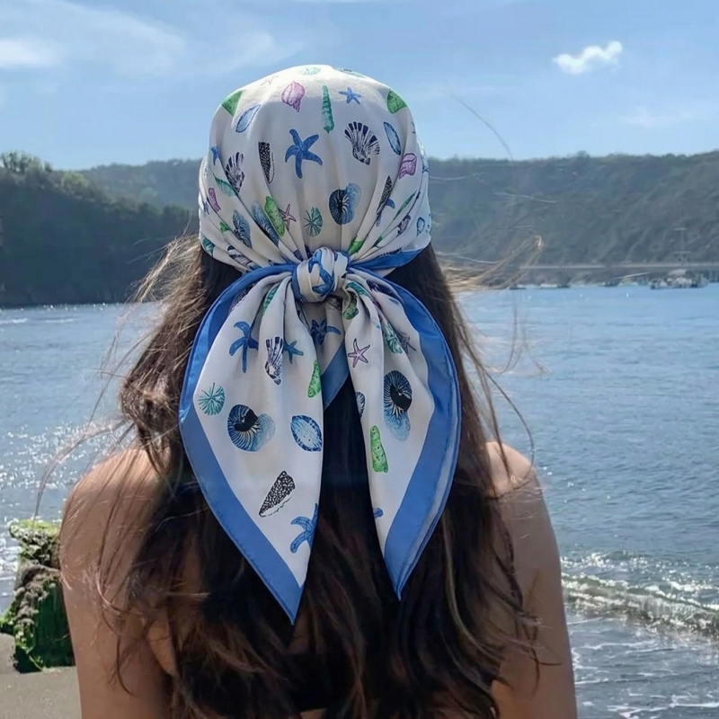 Women Silk Feeling Square Scar - Head Wrap Turban บทวิจารณ์และราคา