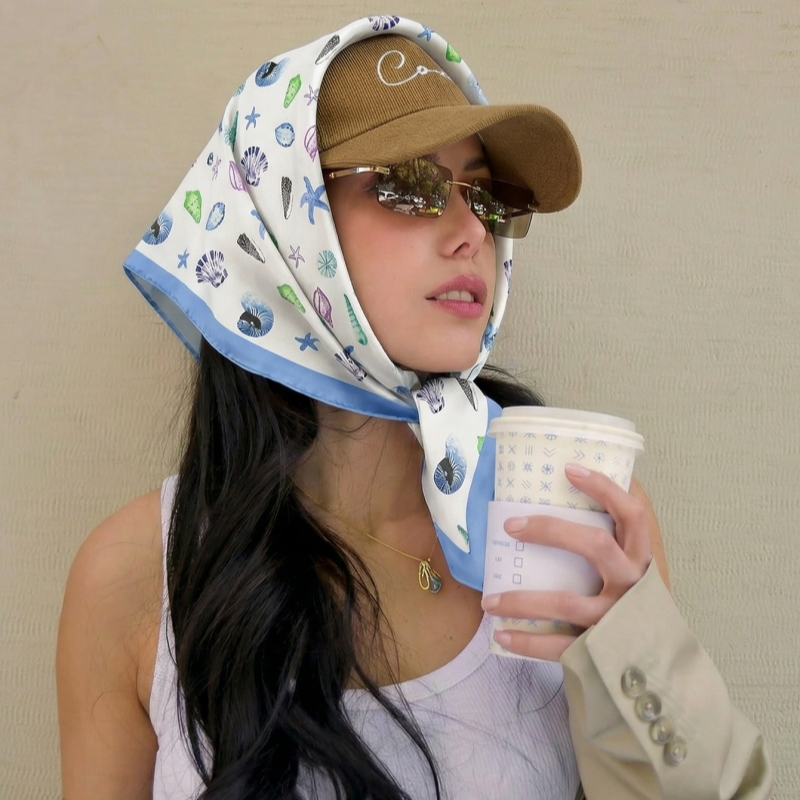 Women Silk Feeling Square Scar - Head Wrap Turban บทวิจารณ์และราคา