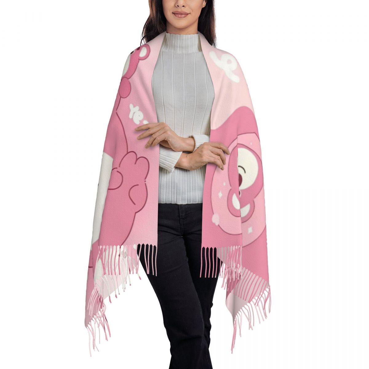 Lotso Pink Bear Women's Scarf  - Pashmina Wrap Large บทวิจารณ์และราคา
