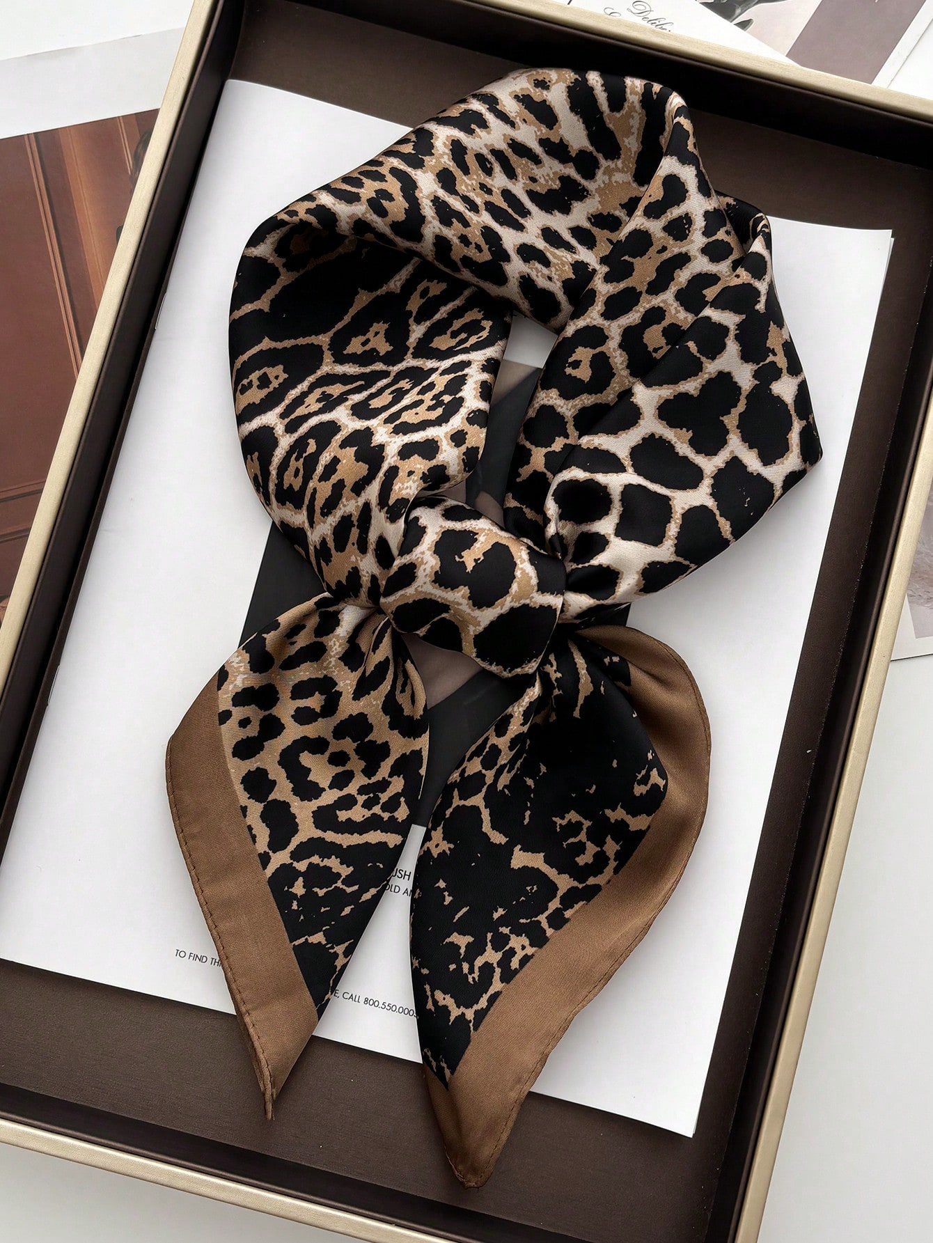 1pc Luxury Brand Leopard Print - Bandana Cotton บทวิจารณ์และราคา