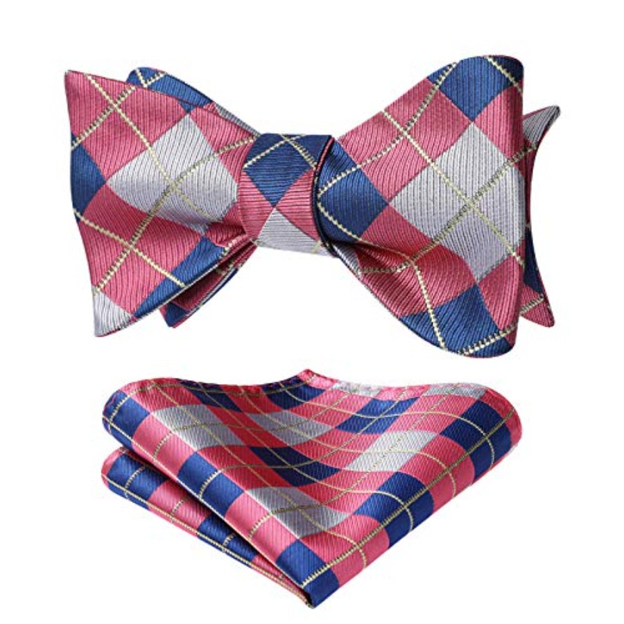 Bow Ties for Men Check Plaid S - Pocket Square Set บทวิจารณ์และราคา