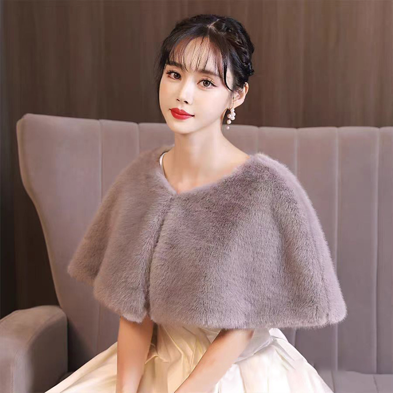 Women Winter Faux Fur Shawl El - Stole Wedding Shawl บทวิจารณ์และราคา