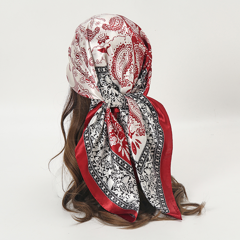 Satin Square Scarf Women Musli - Head Wrap Turban บทวิจารณ์และราคา