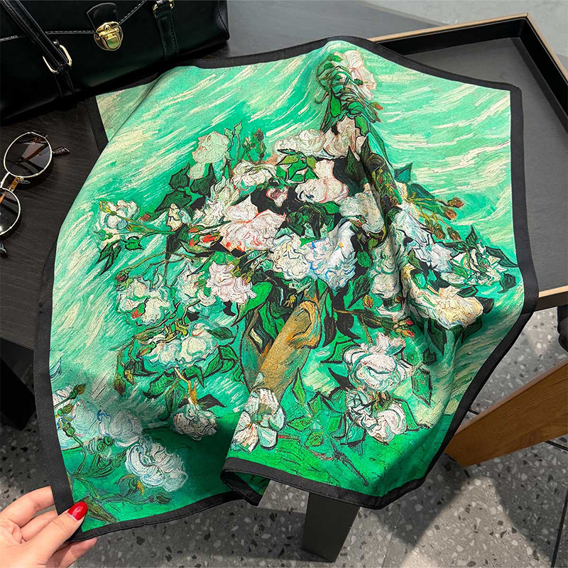 100% Silk Scarf Bandana Women  - Face Scarf Mask บทวิจารณ์และราคา