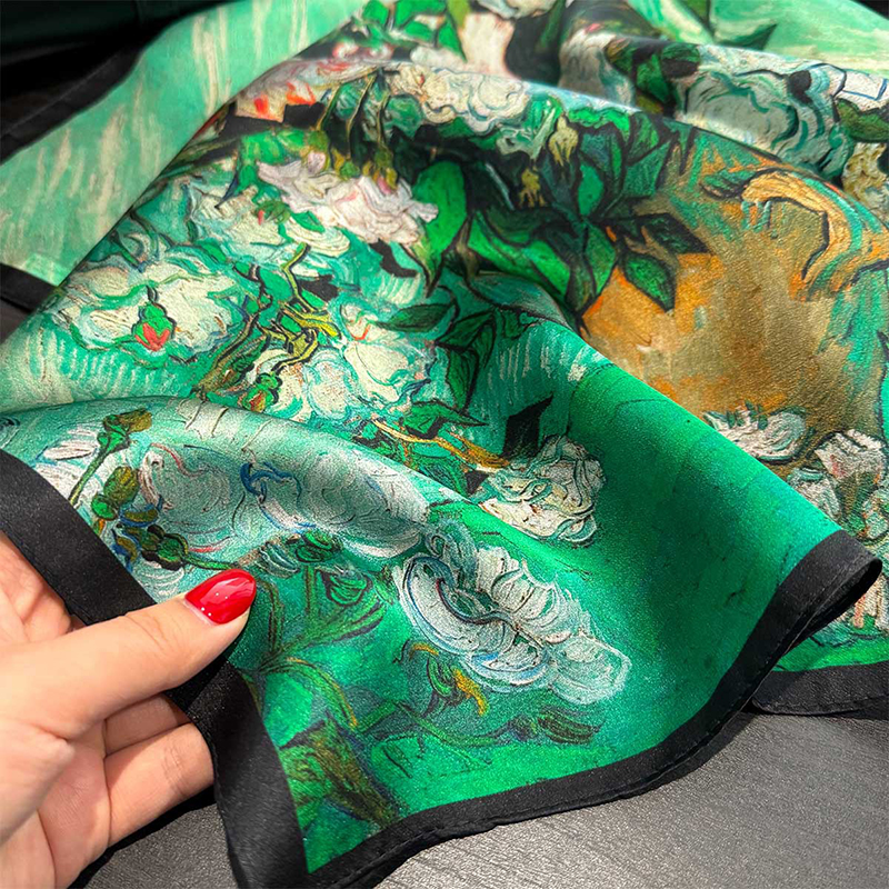 100% Silk Scarf Bandana Women  - Face Scarf Mask บทวิจารณ์และราคา