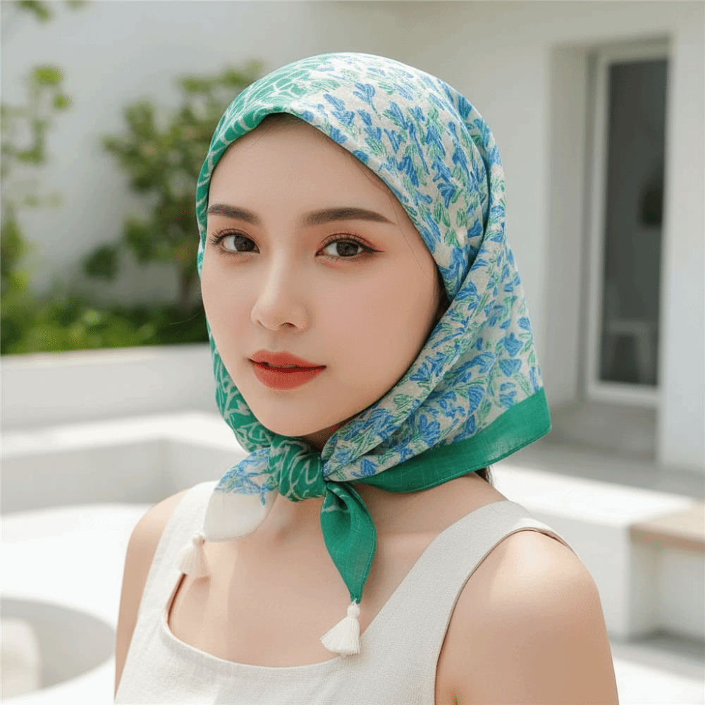 Neck Wrap Cotton-Linen Square  - Bandana Cotton บทวิจารณ์และราคา