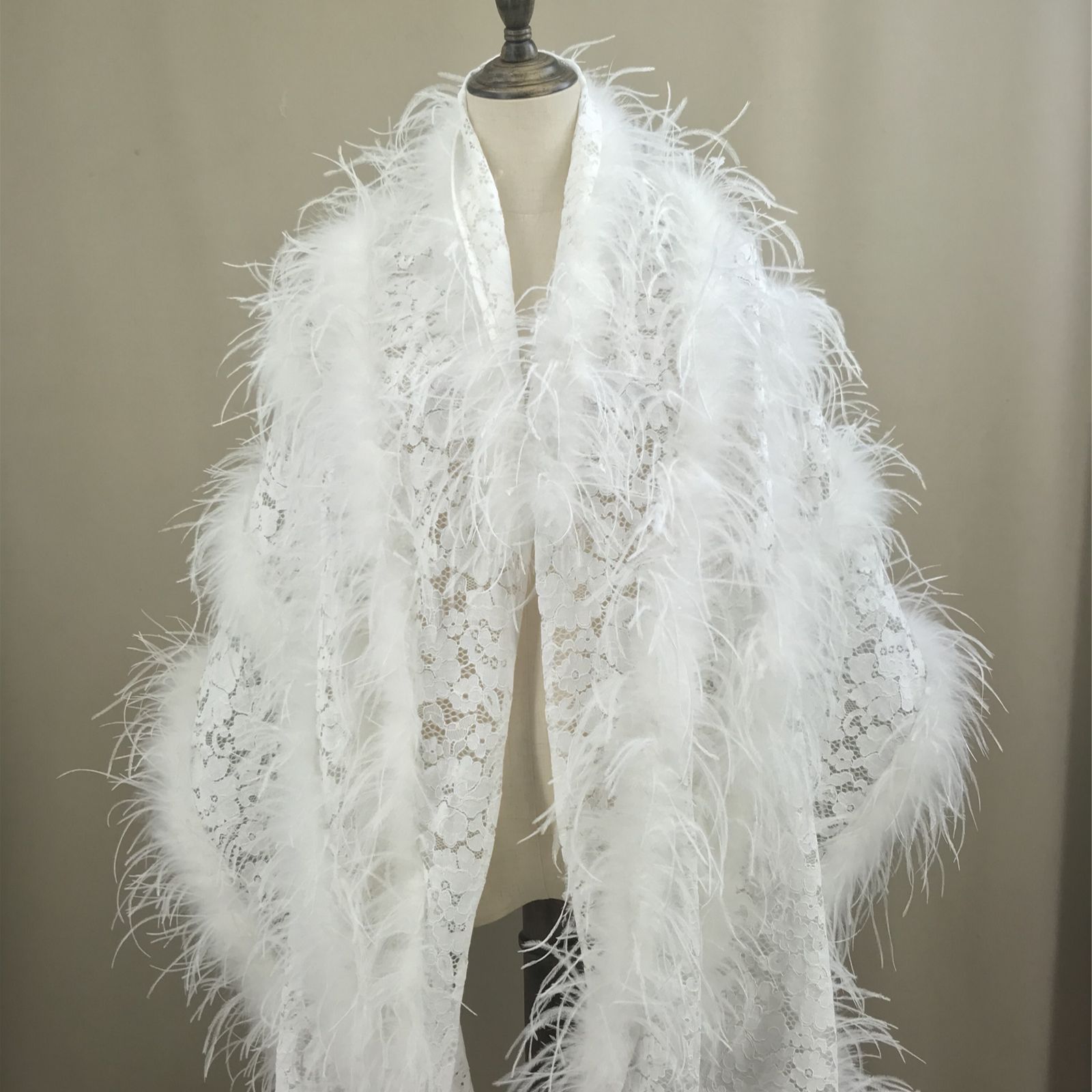 Real Ostrich Feather Lace Shaw - Stole Wedding Shawl บทวิจารณ์และราคา