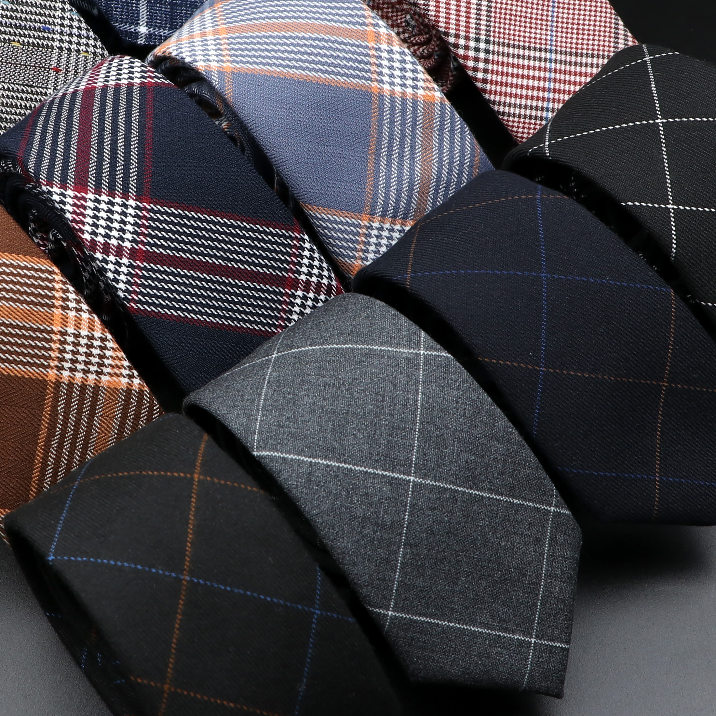 Classic Black Grey Plaid Cotto - Skinny Tie Men บทวิจารณ์และราคา