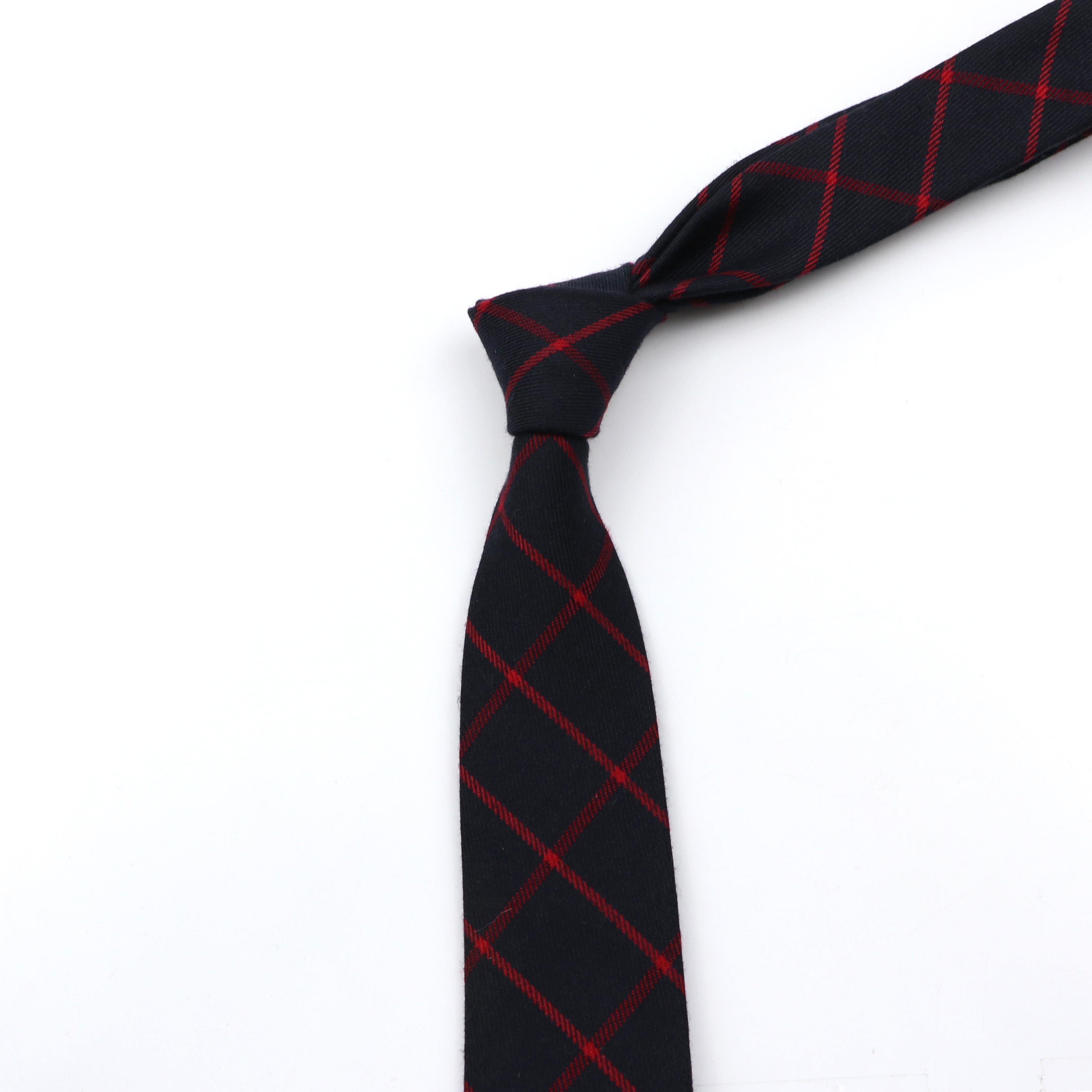 Classic Black Grey Plaid Cotto - Skinny Tie Men บทวิจารณ์และราคา
