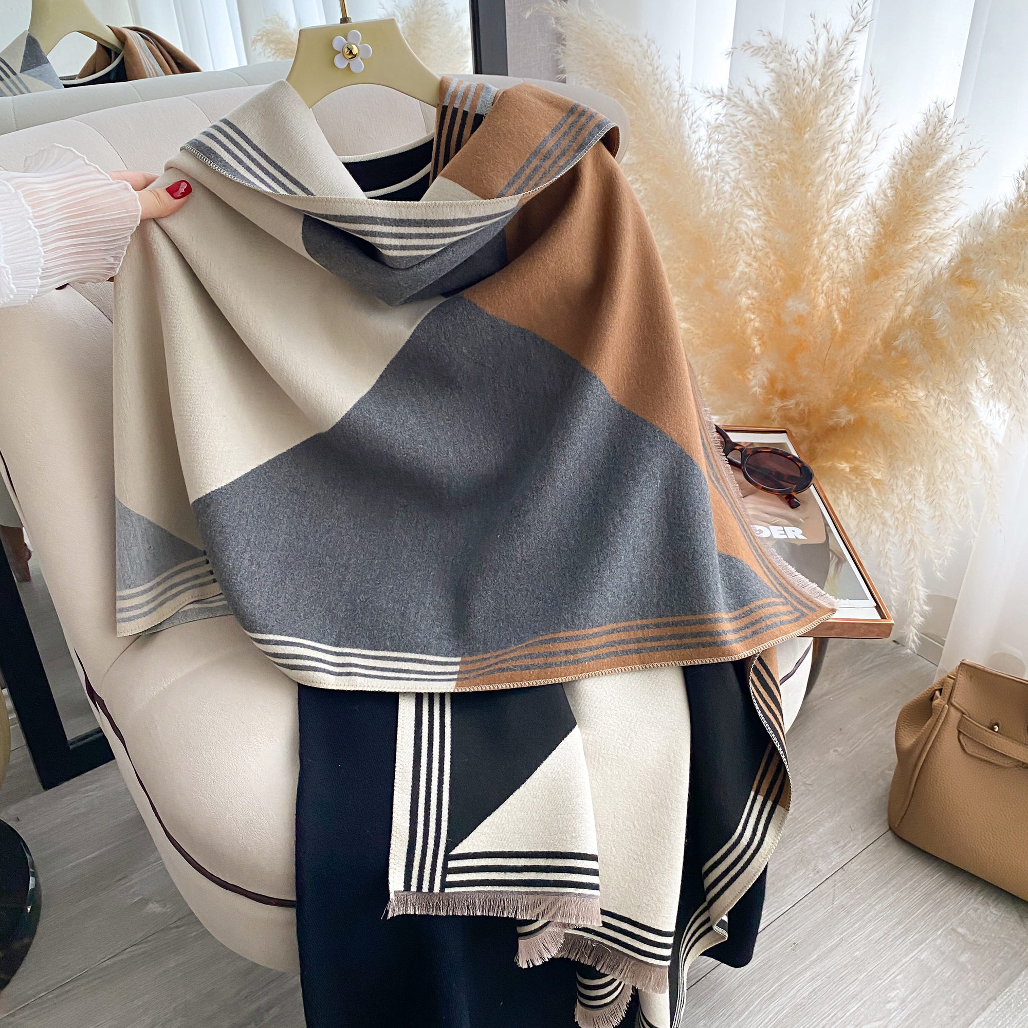 2025 Luxury Winter Cashmere Sc - Woven Scarf Blanket บทวิจารณ์และราคา