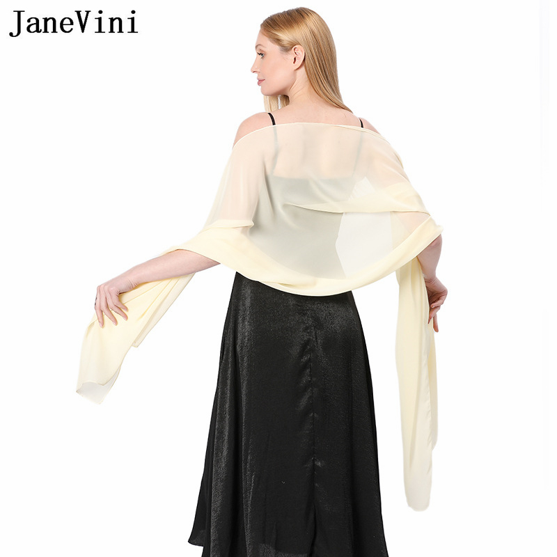 JaneVini Elegant Pink Chiffon  - Stole Wedding Shawl บทวิจารณ์และราคา