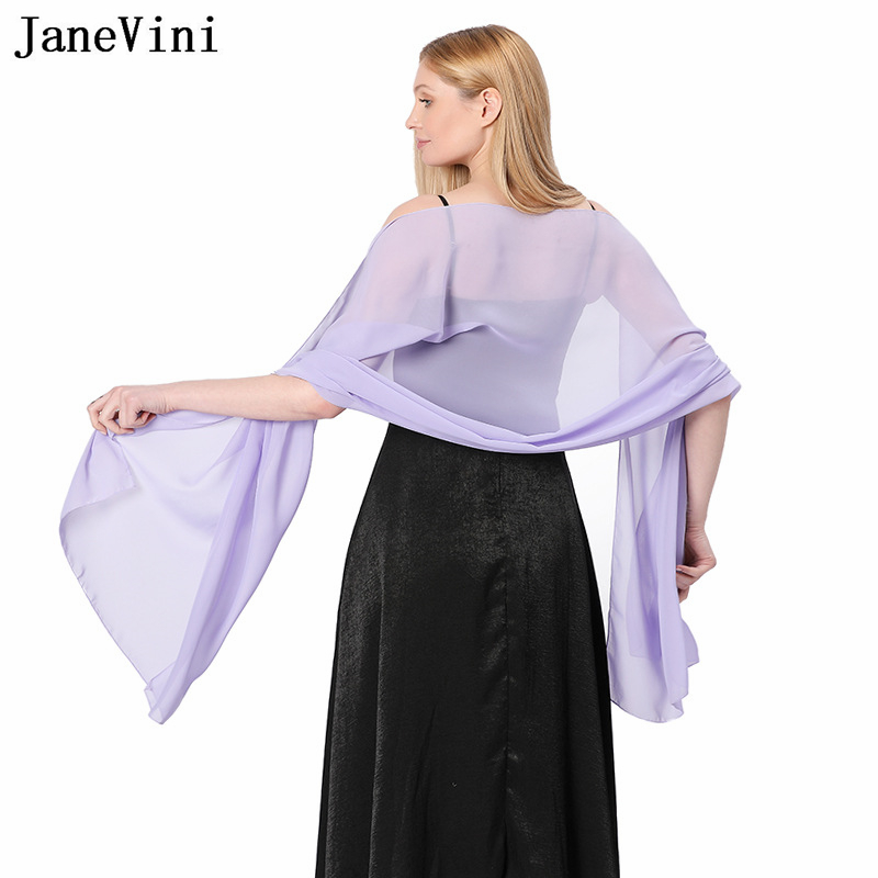 JaneVini Elegant Pink Chiffon  - Stole Wedding Shawl บทวิจารณ์และราคา