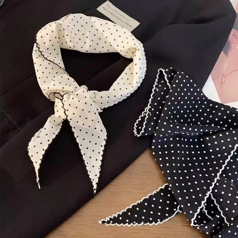 Black White Polka Dot Scarf fo - Ascot Neck Scarf บทวิจารณ์และราคา