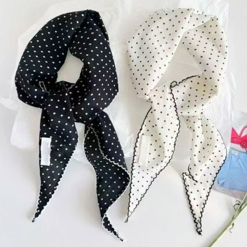 Black White Polka Dot Scarf fo - Ascot Neck Scarf บทวิจารณ์และราคา