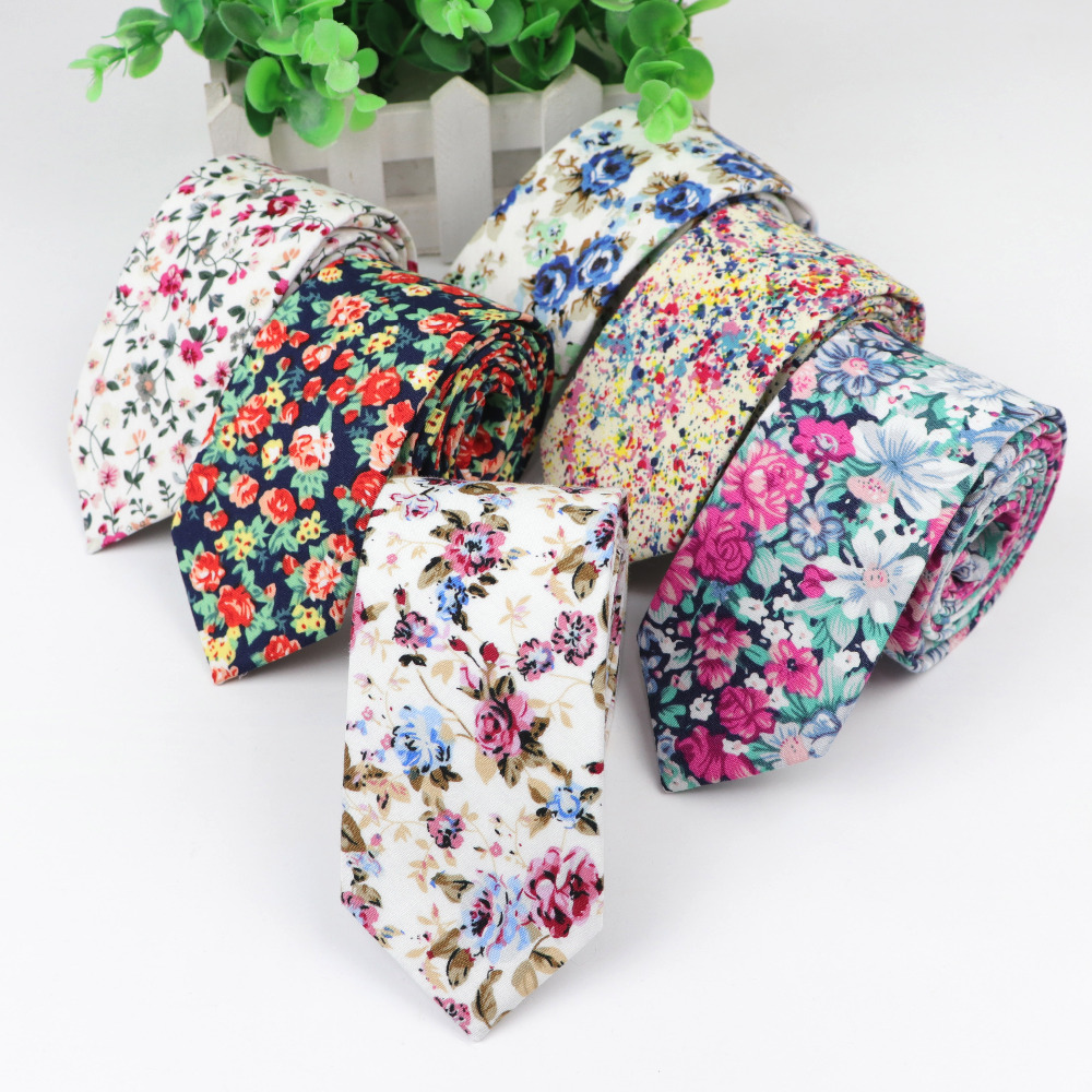 Cotton Flower Tie Men's Colour - Skinny Tie Men บทวิจารณ์และราคา