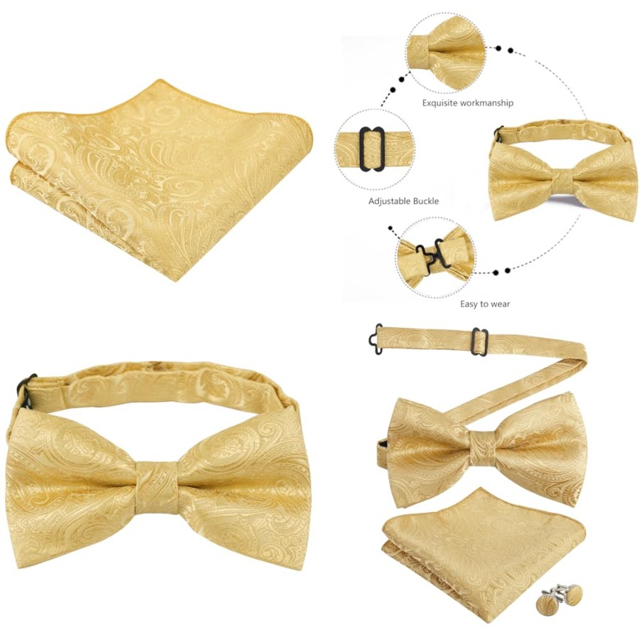 Mens Paisley Bow Tie, Pocket S - Pocket Square Set บทวิจารณ์และราคา