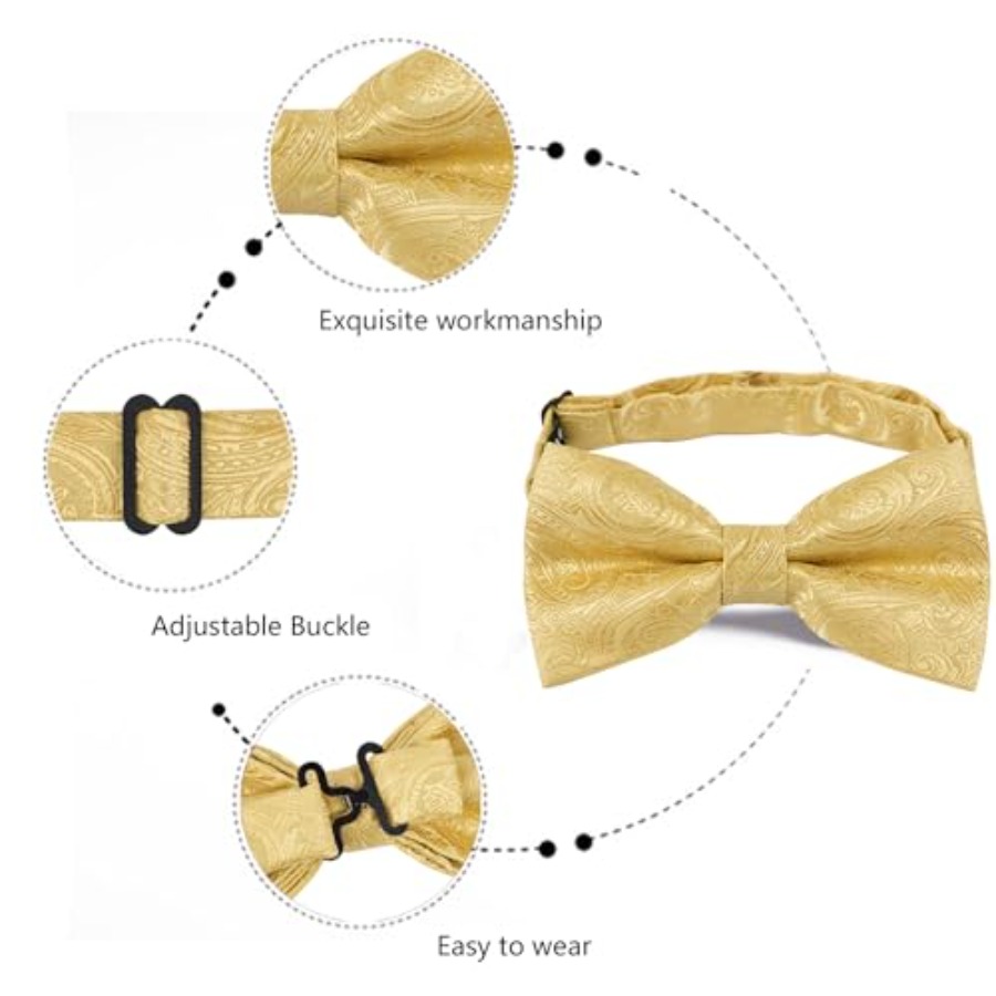 Mens Paisley Bow Tie, Pocket S - Pocket Square Set บทวิจารณ์และราคา
