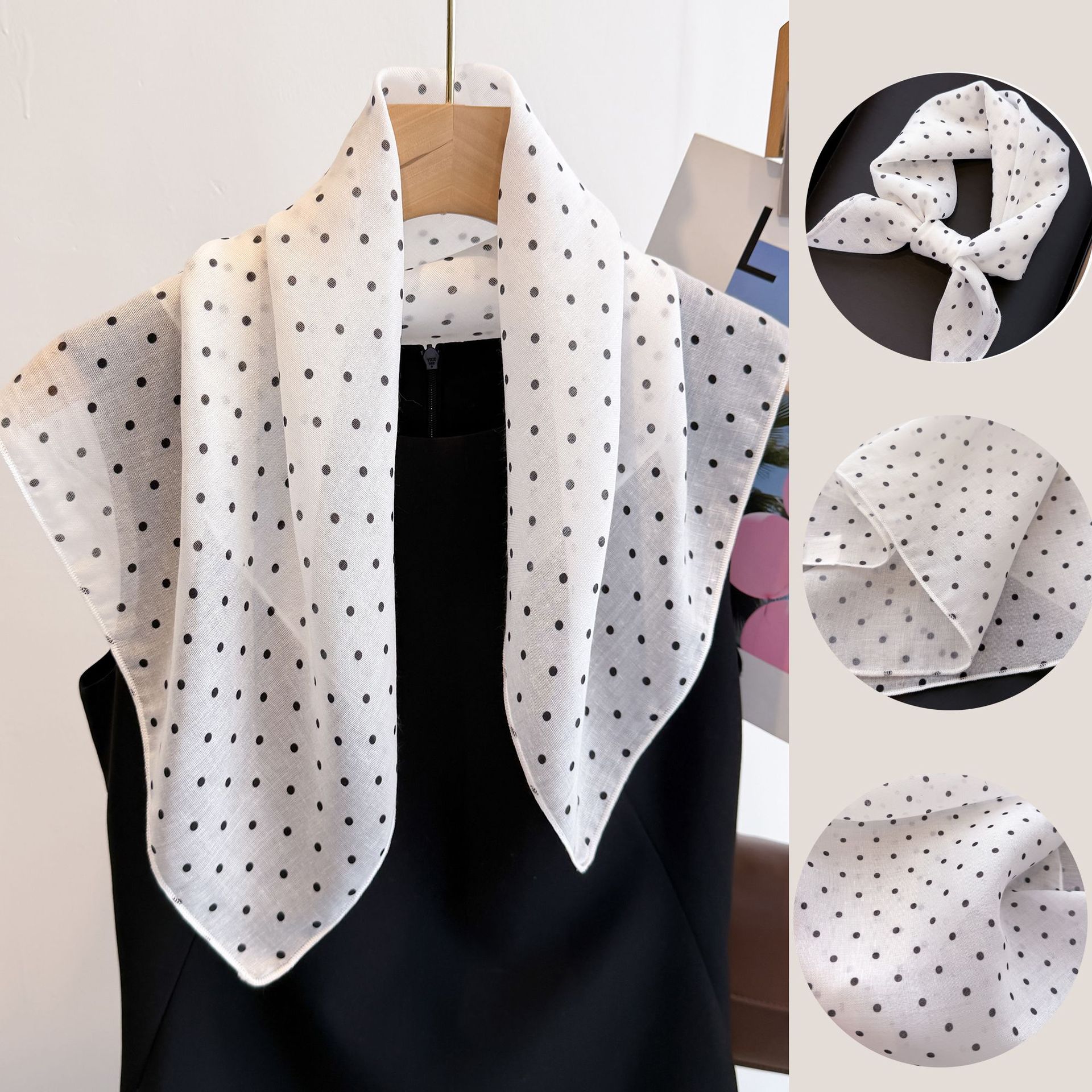50cm Cotton Linen Square Scarf - Bandana Cotton บทวิจารณ์และราคา