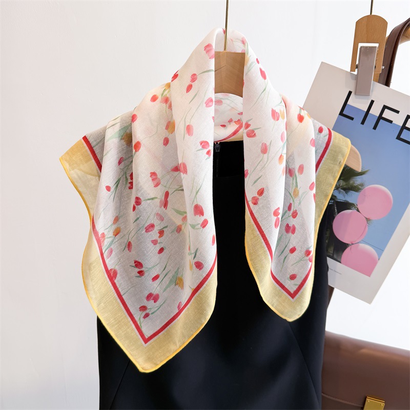 50cm Cotton Linen Square Scarf - Bandana Cotton บทวิจารณ์และราคา