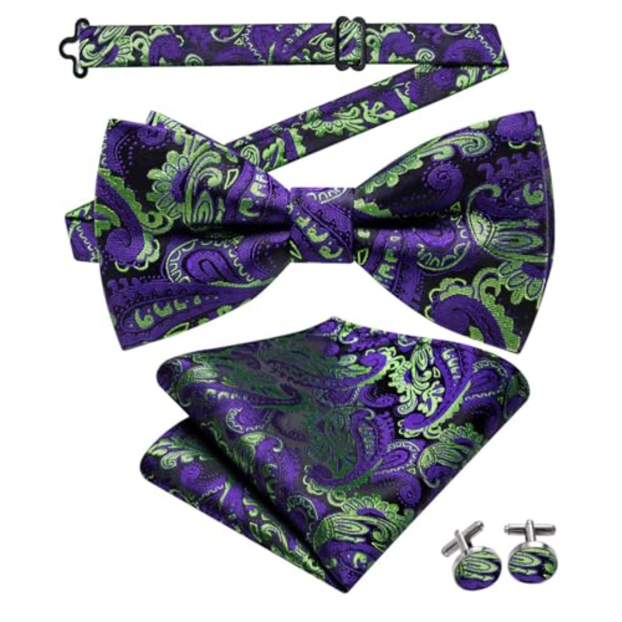Mens Paisley Striped Bowtie Se - Silk Tie Striped บทวิจารณ์และราคา