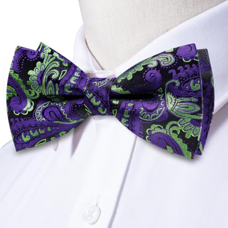 Mens Paisley Striped Bowtie Se - Silk Tie Striped บทวิจารณ์และราคา