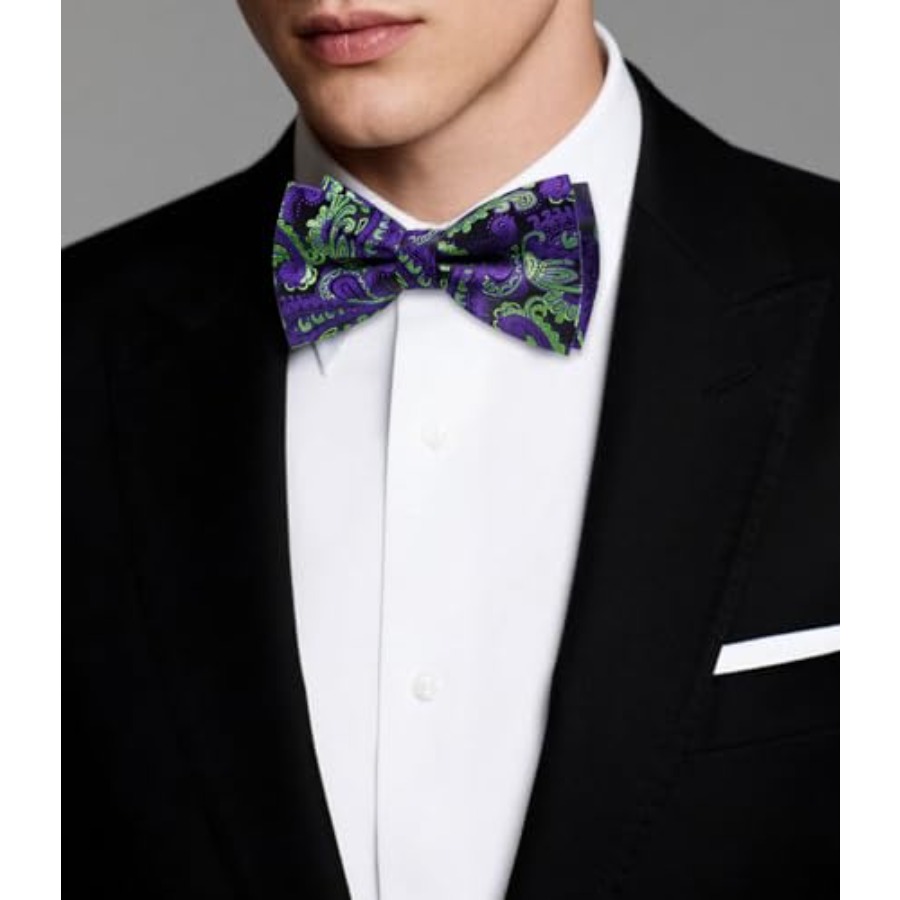 Mens Paisley Striped Bowtie Se - Silk Tie Striped บทวิจารณ์และราคา