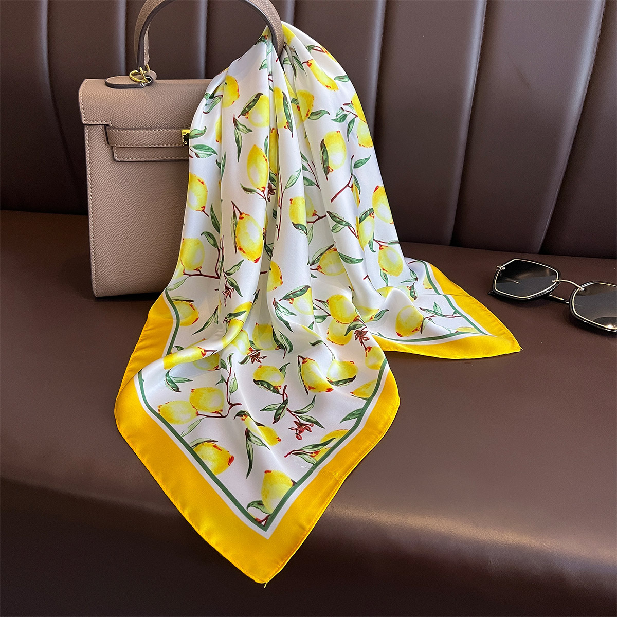2025 New Yellow Lemon Print Sq - Face Scarf Mask บทวิจารณ์และราคา