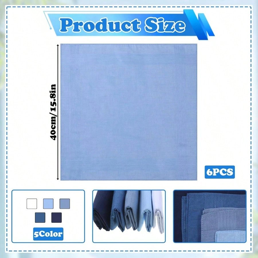 Pocket Squares Men, 6 Pcs 15.  - Handkerchief Cotton Men บทวิจารณ์และราคา