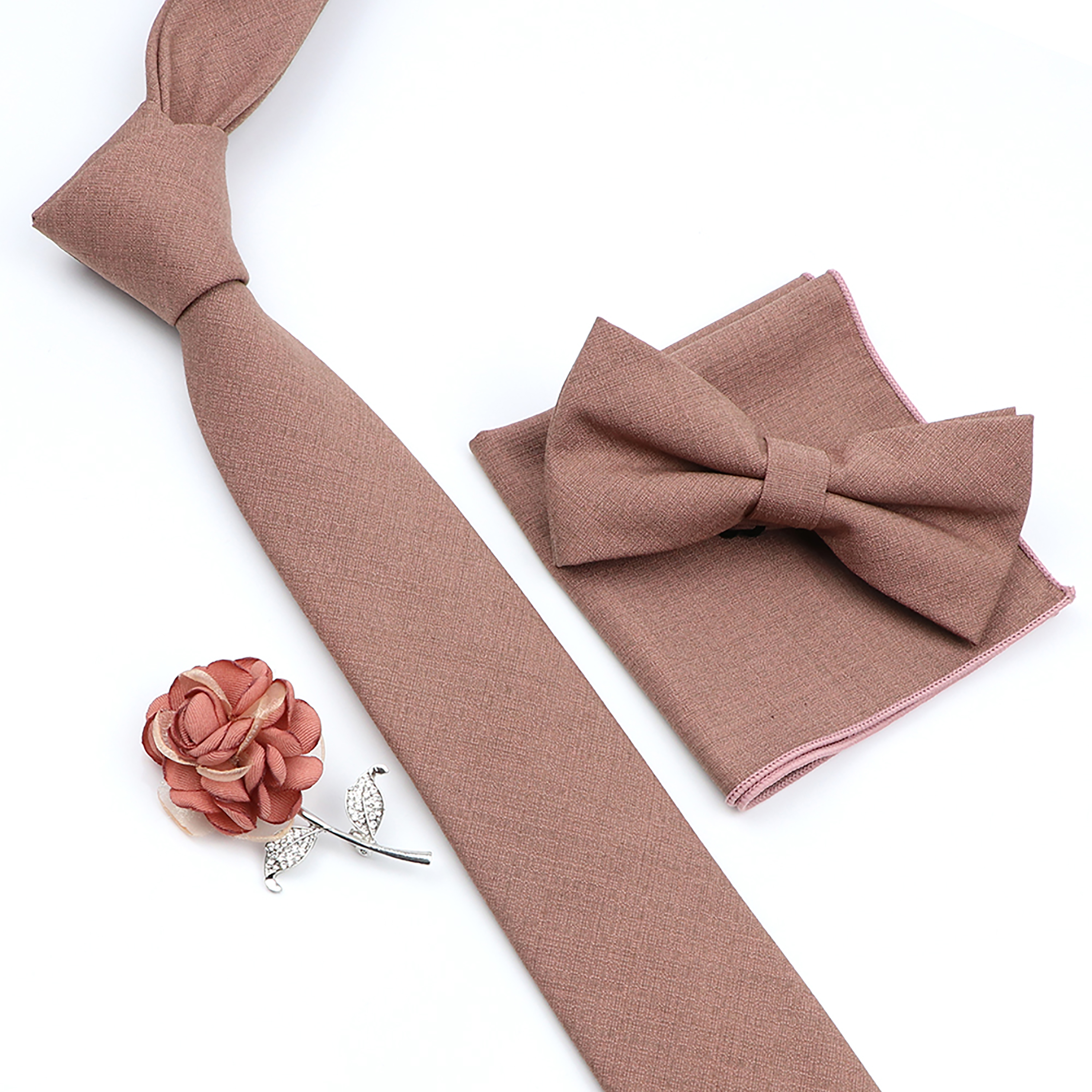 Beautiful Solid Color Tie Broo - Skinny Tie Men บทวิจารณ์และราคา