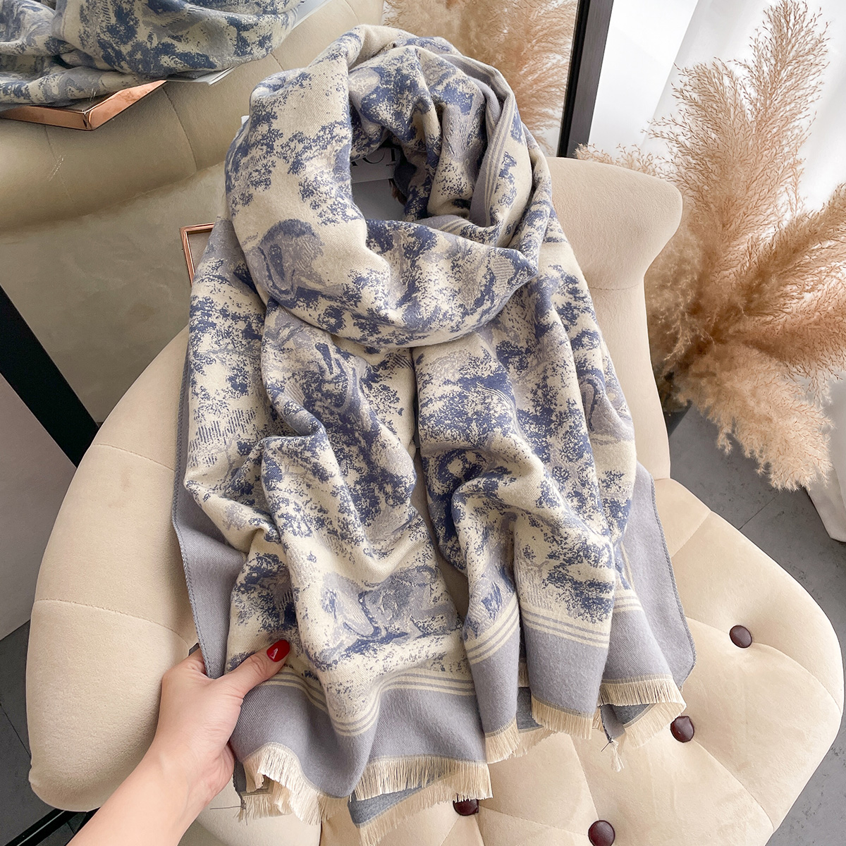 Luxury Winter Cashmere Scarf W - Woven Scarf Blanket บทวิจารณ์และราคา