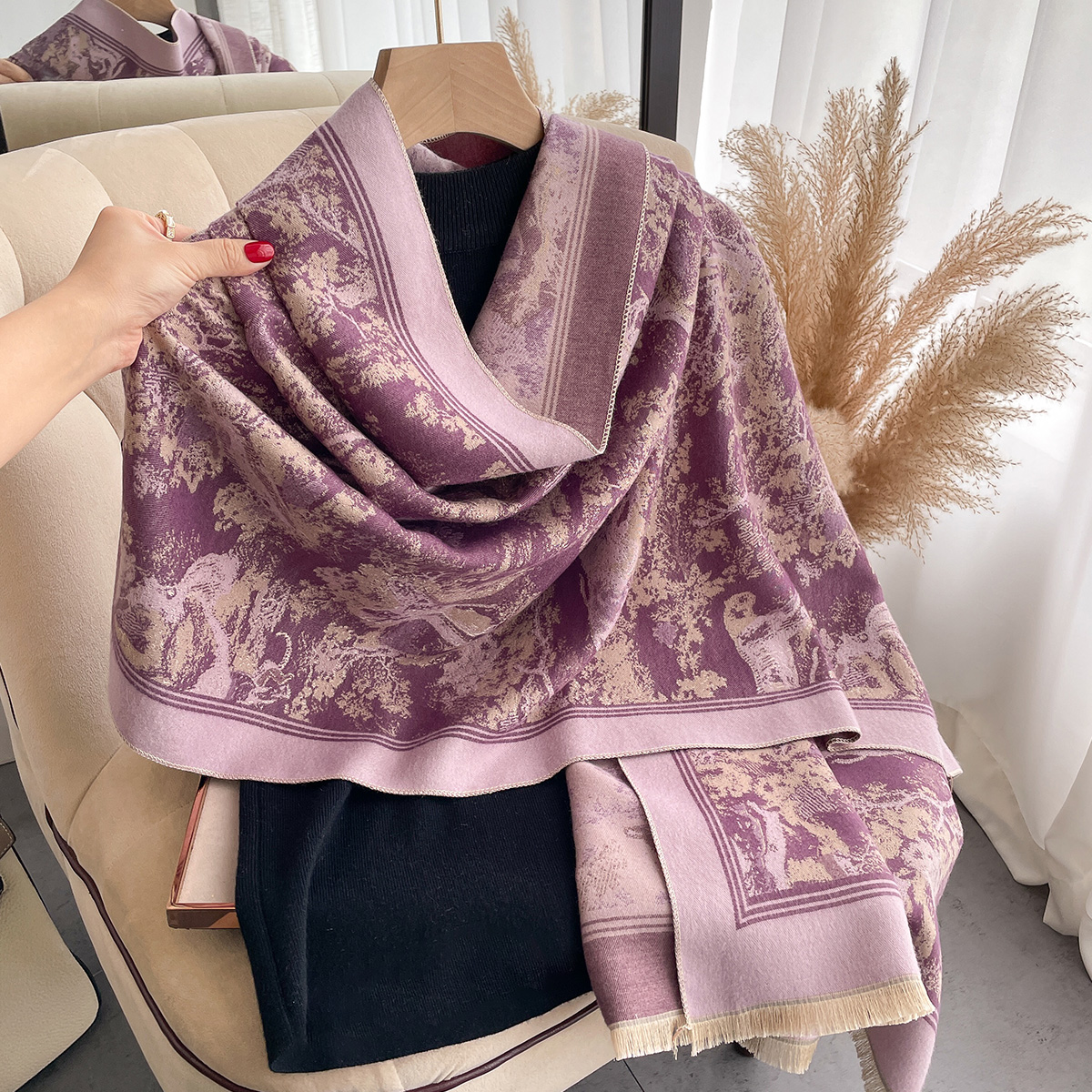 Luxury Winter Cashmere Scarf W - Woven Scarf Blanket บทวิจารณ์และราคา
