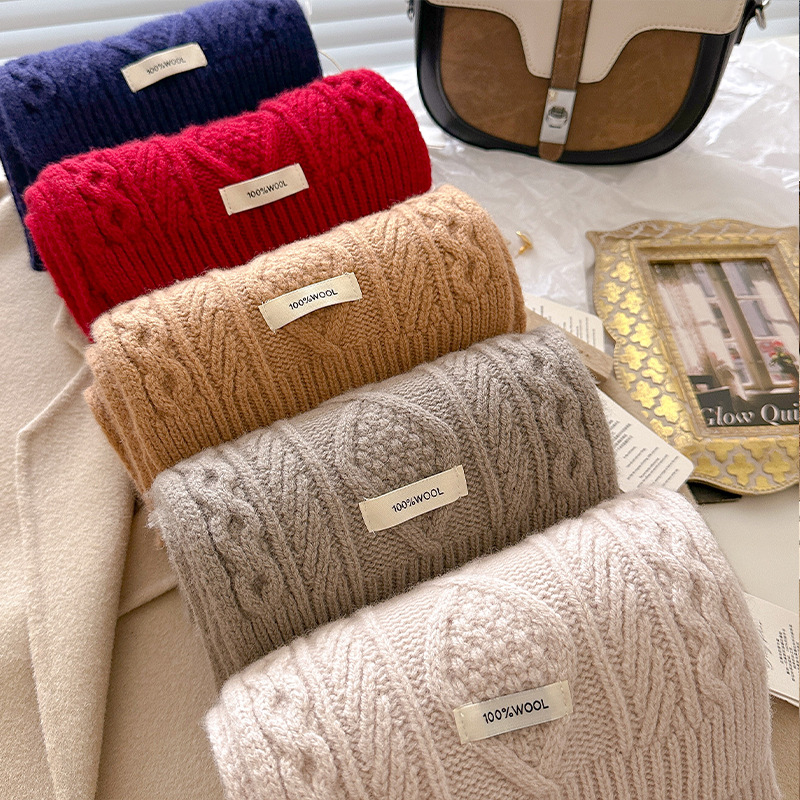 Luxury 100% Wool Scarf Women M - Muffler Men Wool บทวิจารณ์และราคา