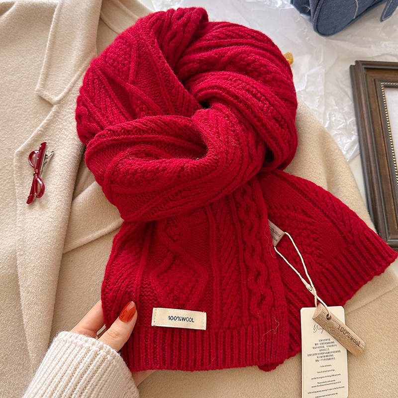 Luxury 100% Wool Scarf Women M - Muffler Men Wool บทวิจารณ์และราคา