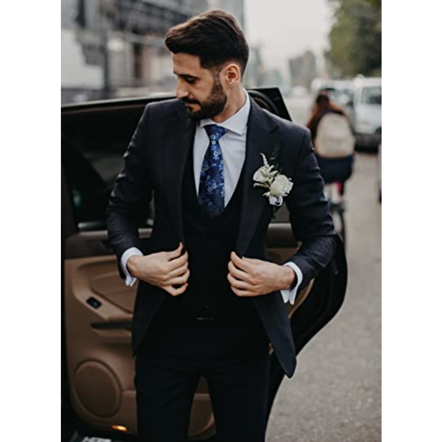Men Floral Ties Woven Classic  - Pocket Square Set บทวิจารณ์และราคา