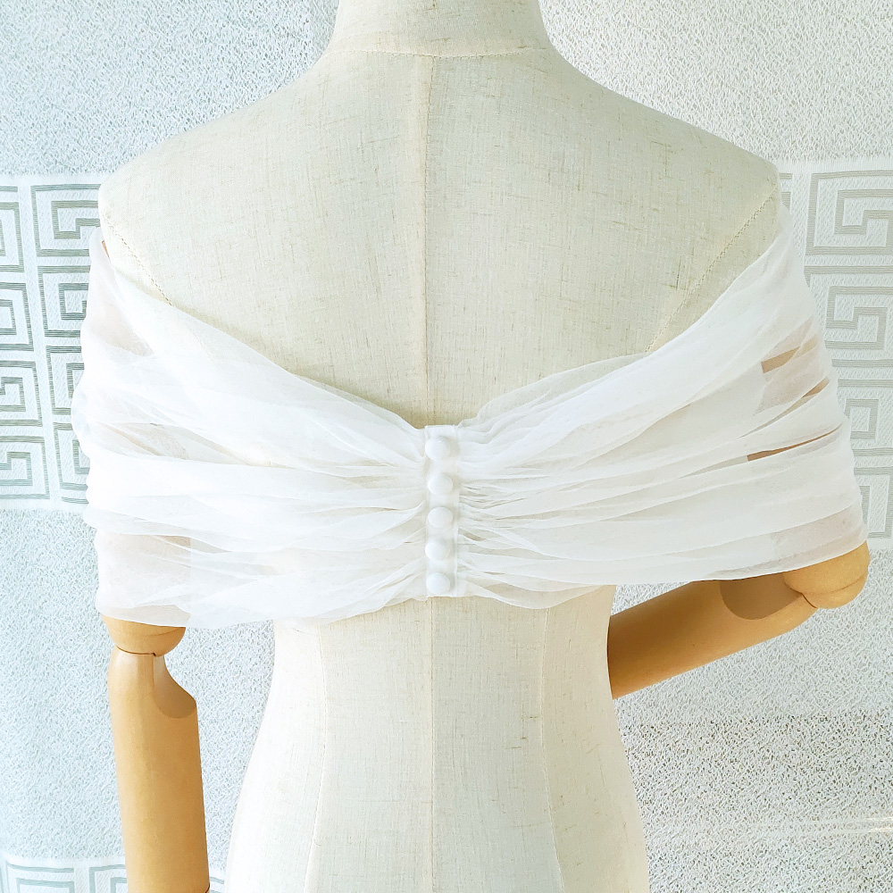 Women Pleated Tulle Sheer Wrap - Stole Wedding Shawl บทวิจารณ์และราคา
