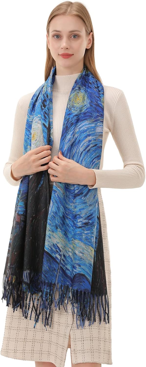 Star Sky Vintage Oil Painting  - Pashmina Wrap Large บทวิจารณ์และราคา