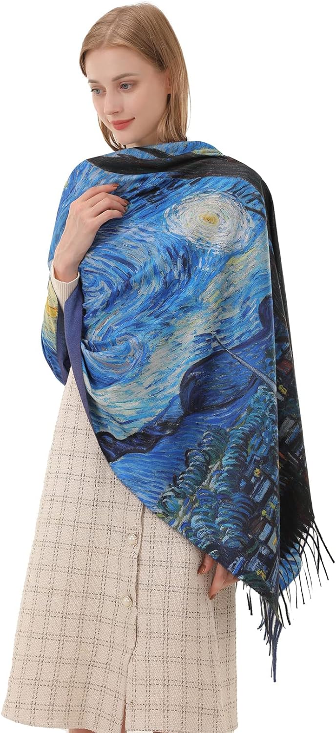 Star Sky Vintage Oil Painting  - Pashmina Wrap Large บทวิจารณ์และราคา