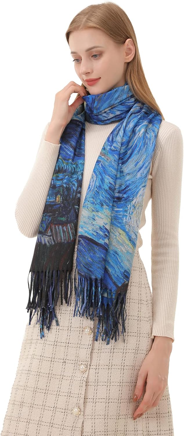 Star Sky Vintage Oil Painting  - Pashmina Wrap Large บทวิจารณ์และราคา