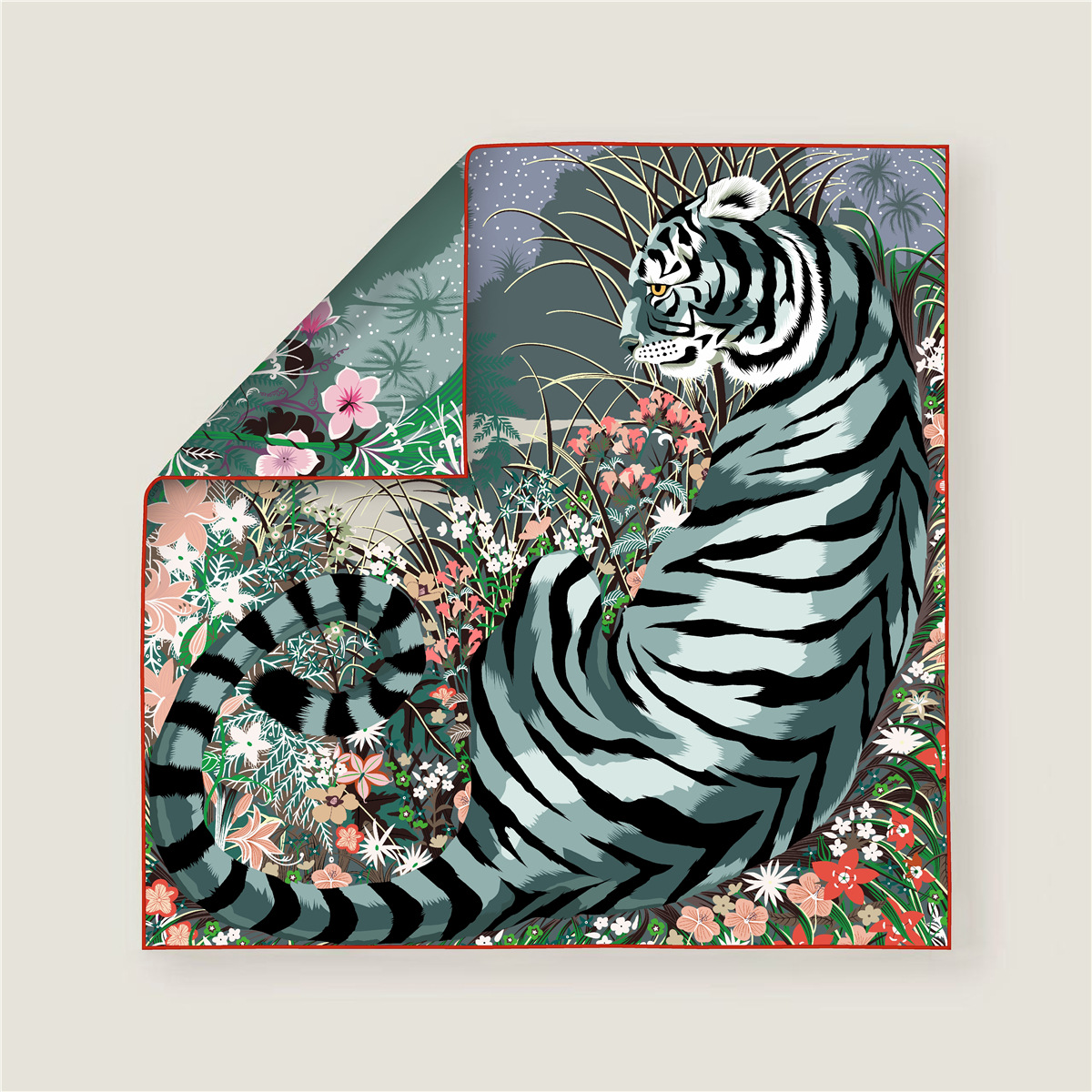 70CM Curled Edge Twill Silk Sq - Scarf Silk Square บทวิจารณ์และราคา