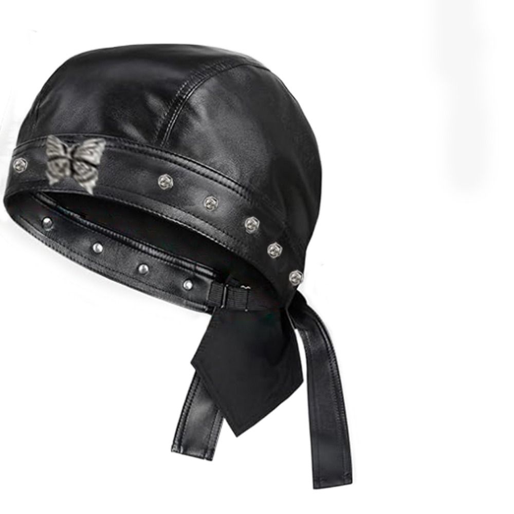 New PU Leather Black Biker Cap - Bandana Doo Rag บทวิจารณ์และราคา