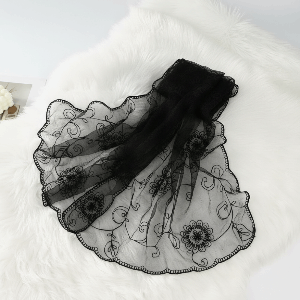 Lace Scarf Embroidered Floral  - Stole Wedding Shawl บทวิจารณ์และราคา