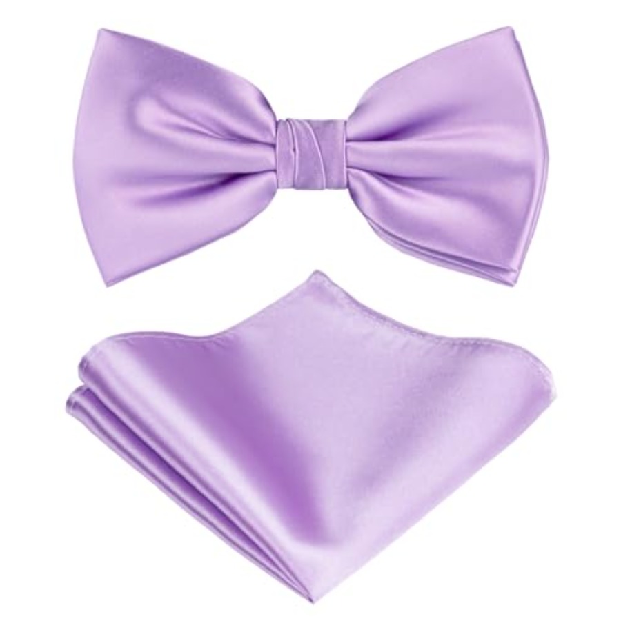 Solid Color Pre-tied Bow Tie a - Pocket Square Set บทวิจารณ์และราคา