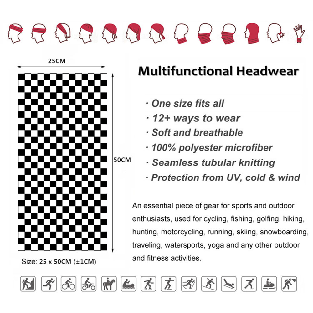 Checkered Ska Printed Headband - Neck Warmer Tube บทวิจารณ์และราคา